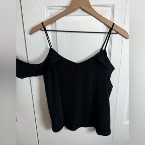 Abercrombie Women's Black Tank with Off-Shoulder Ruffles size xs